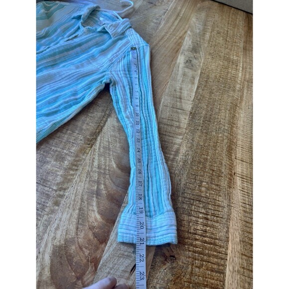 Time and Tru Women's Blue White Striped Button Down Shirt Cotton Long Sleeve M - Picture 10 of 10